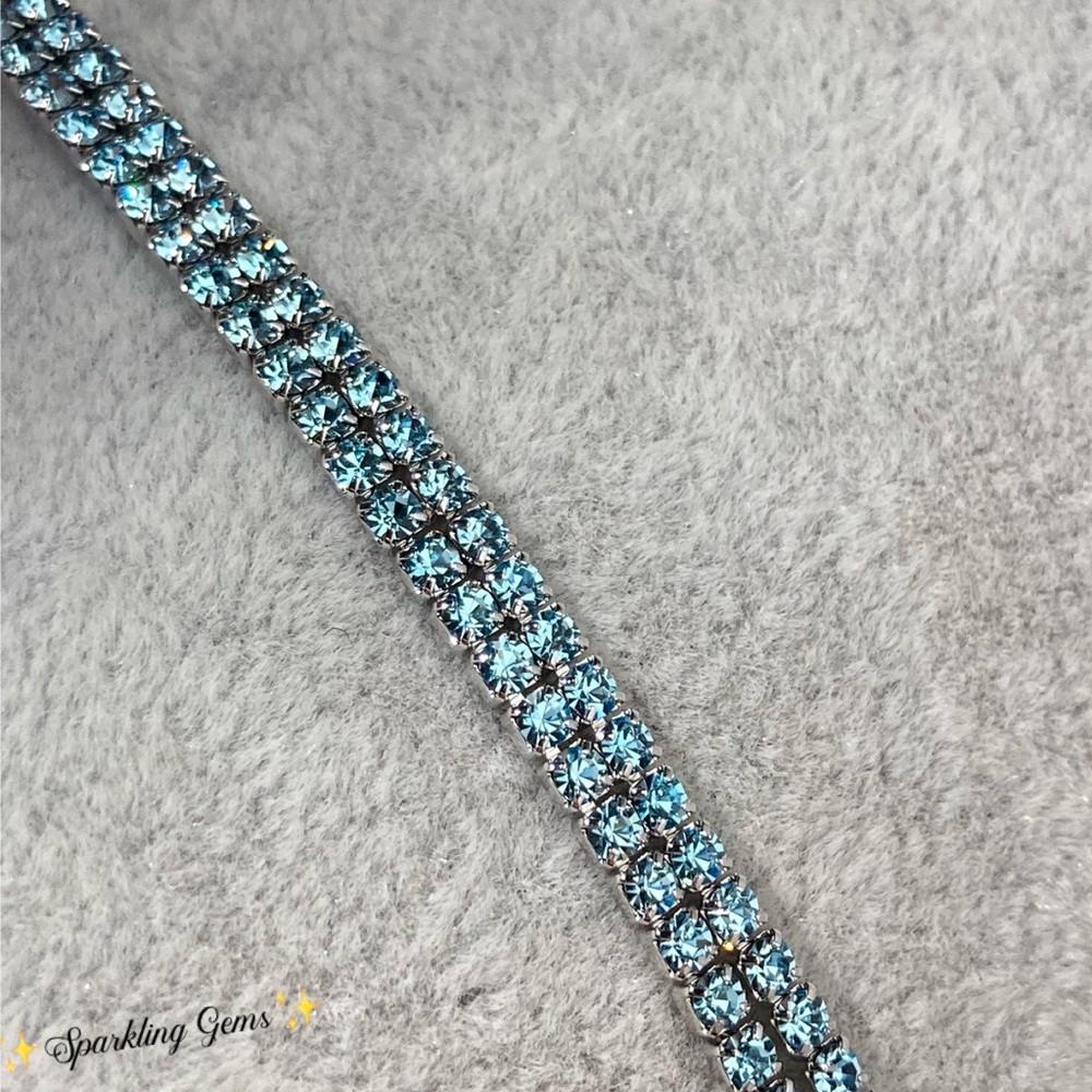 Radiant Aquamarine Czech Crystal Tennis Bracelet - Picture 8 of 11